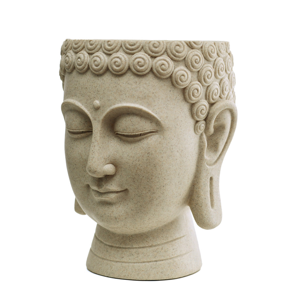 Buddha Face Polyresin Planter (Sand)