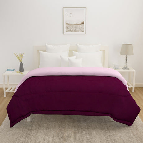 Polyester Reversible Double Bed Comforter (Maroon)