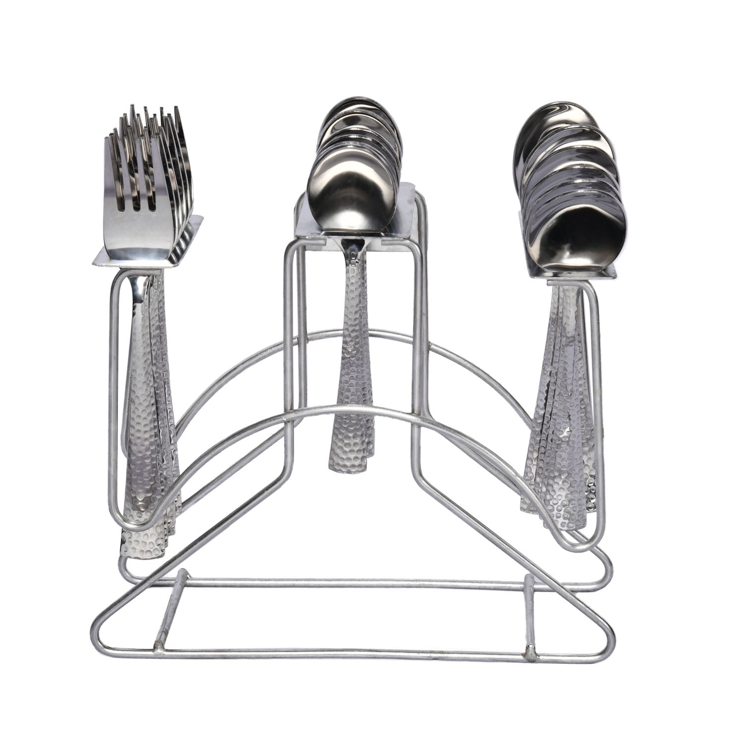 Arias by Lara Dutta Vintage Hammer Stainless Steel Cutlery Set with Stand (18 Pcs)