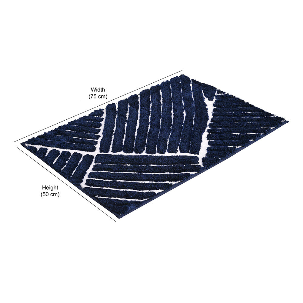 Abstract Polyester 20' x 30' Anti Skid Bath Mat (Dark Navy)