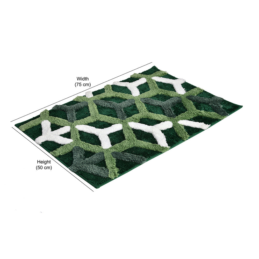 Ariana Abstract Polyester 20" x 30" Anti Skid Bath Mat (Green)