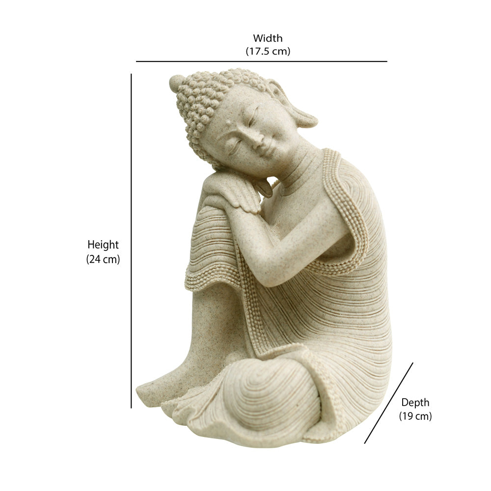 Buddha Resting On Knee Polyresin Showpiece 24 cm (Sand)