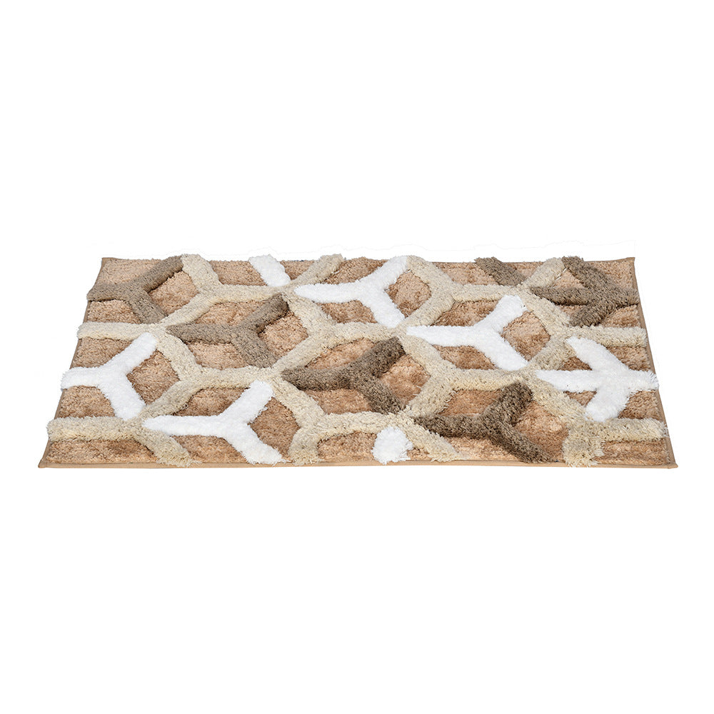 Ariana Abstract Polyester 20" x 30" Anti Skid Bath Mat (Beige)