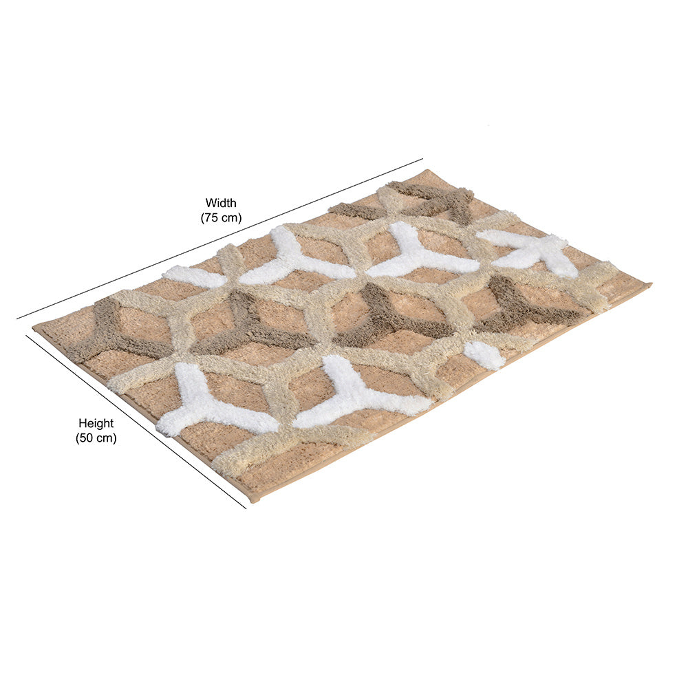 Ariana Abstract Polyester 20" x 30" Anti Skid Bath Mat (Beige)