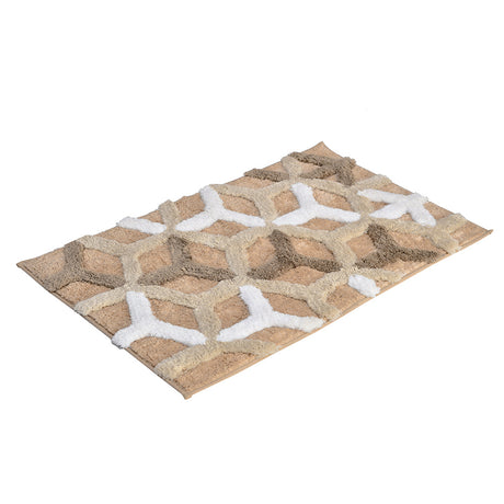 Ariana Abstract Polyester 20" x 30" Anti Skid Bath Mat (Beige)