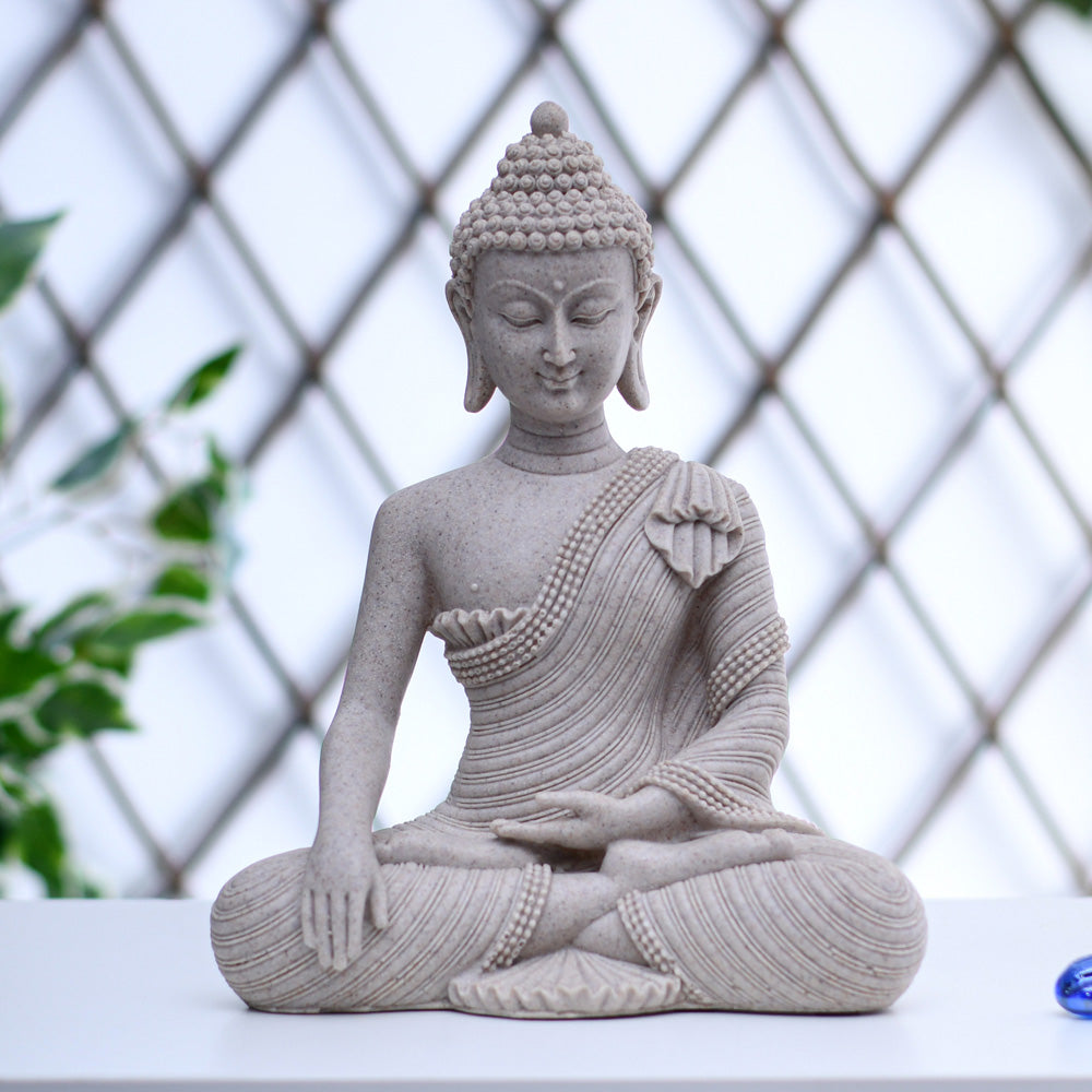 Nilkamal Meditating Buddha Polyresin Showpiece 26 Cm Sand