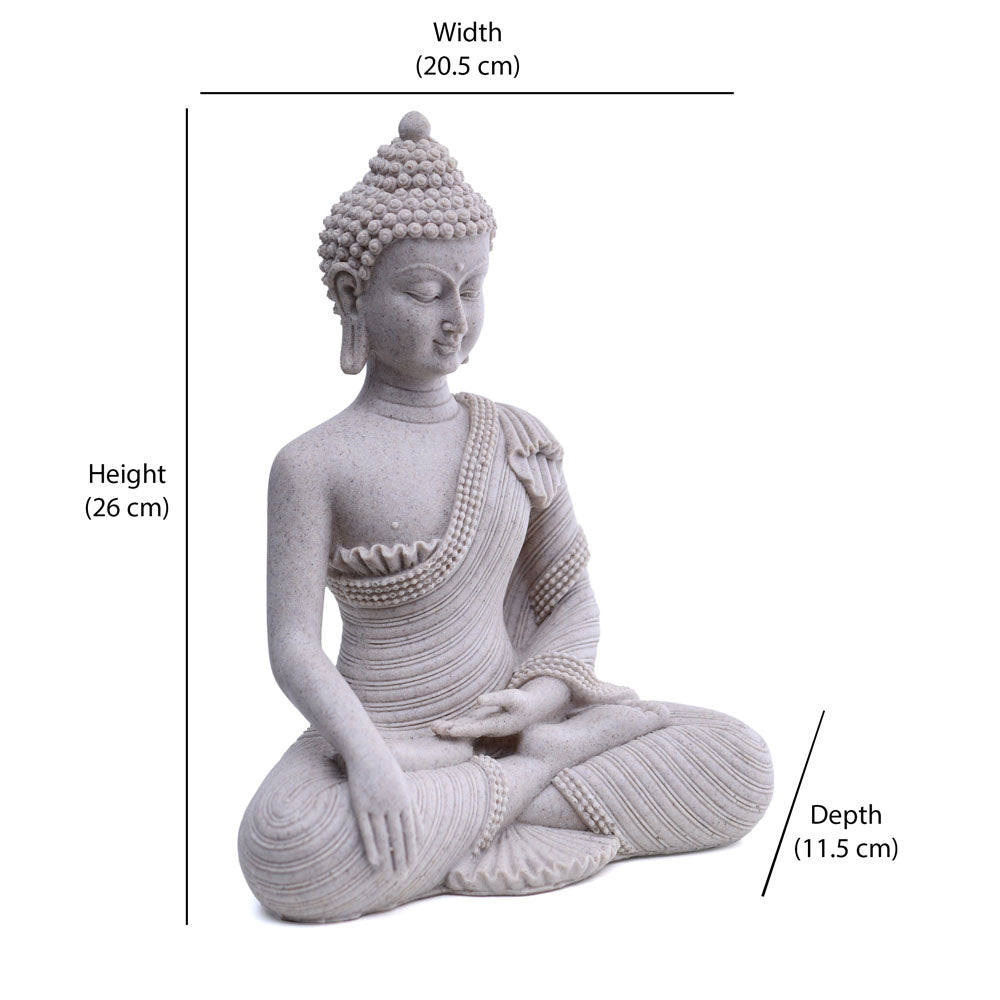 Meditating Buddha Polyresin Showpiece 26 cm (Sand)