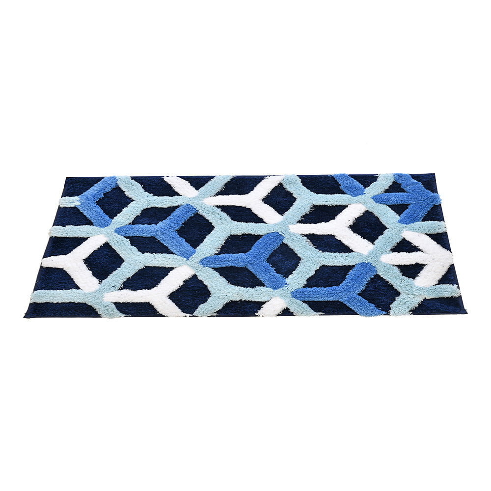 Ariana Abstract Polyester 20" x 30" Anti Skid Bath Mat (Navy)