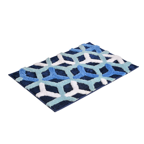 Ariana Abstract Polyester 20" x 30" Anti Skid Bath Mat (Navy)