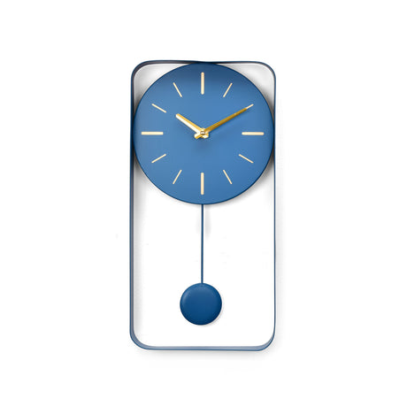 Rectangular Metal Pendulum Wall Clock (Navy Blue)