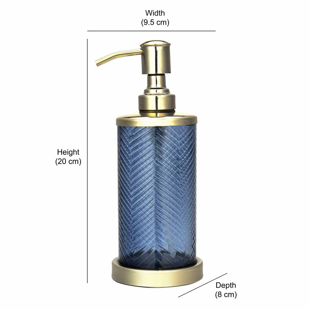 Transparent Glass Soap and Lotion Dispenser (Blue & Gold)