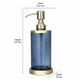 Transparent Glass Soap and Lotion Dispenser (Blue & Gold)