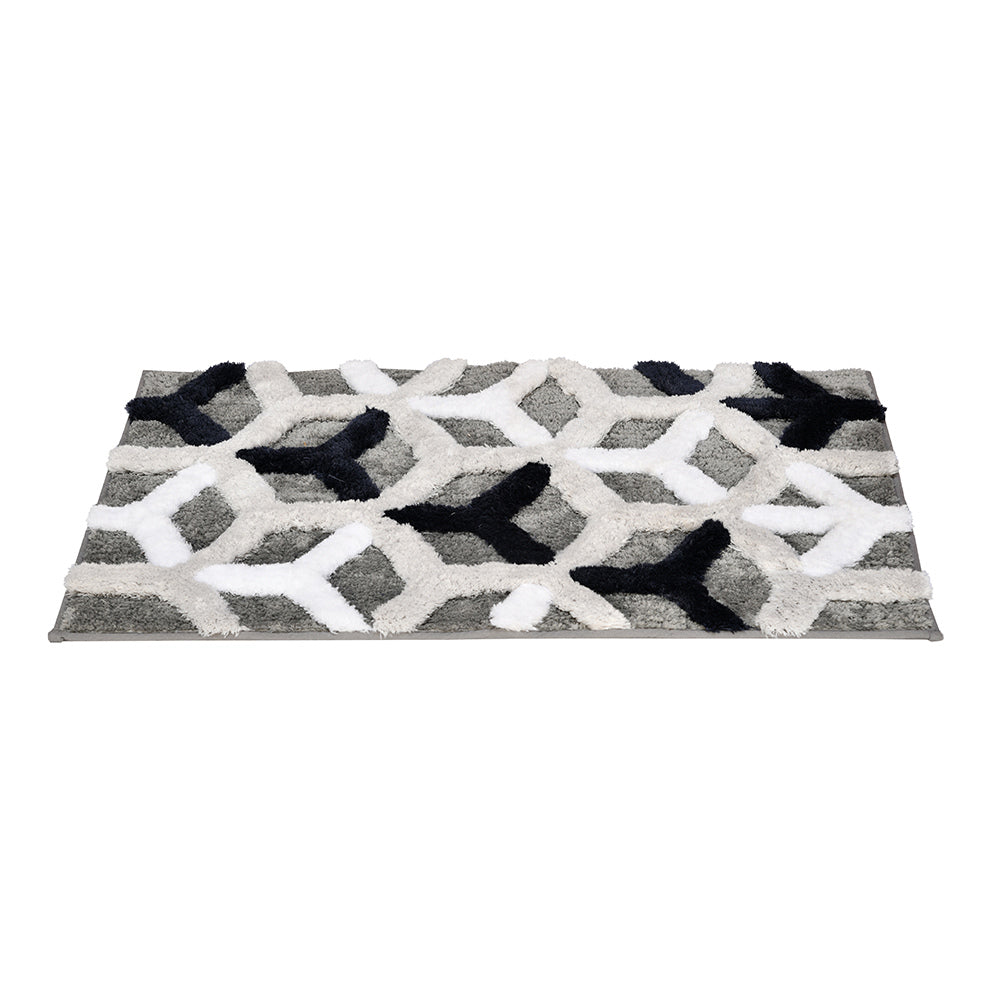 Ariana Abstract Polyester 20" x 30" Anti Skid Bath Mat (Grey)