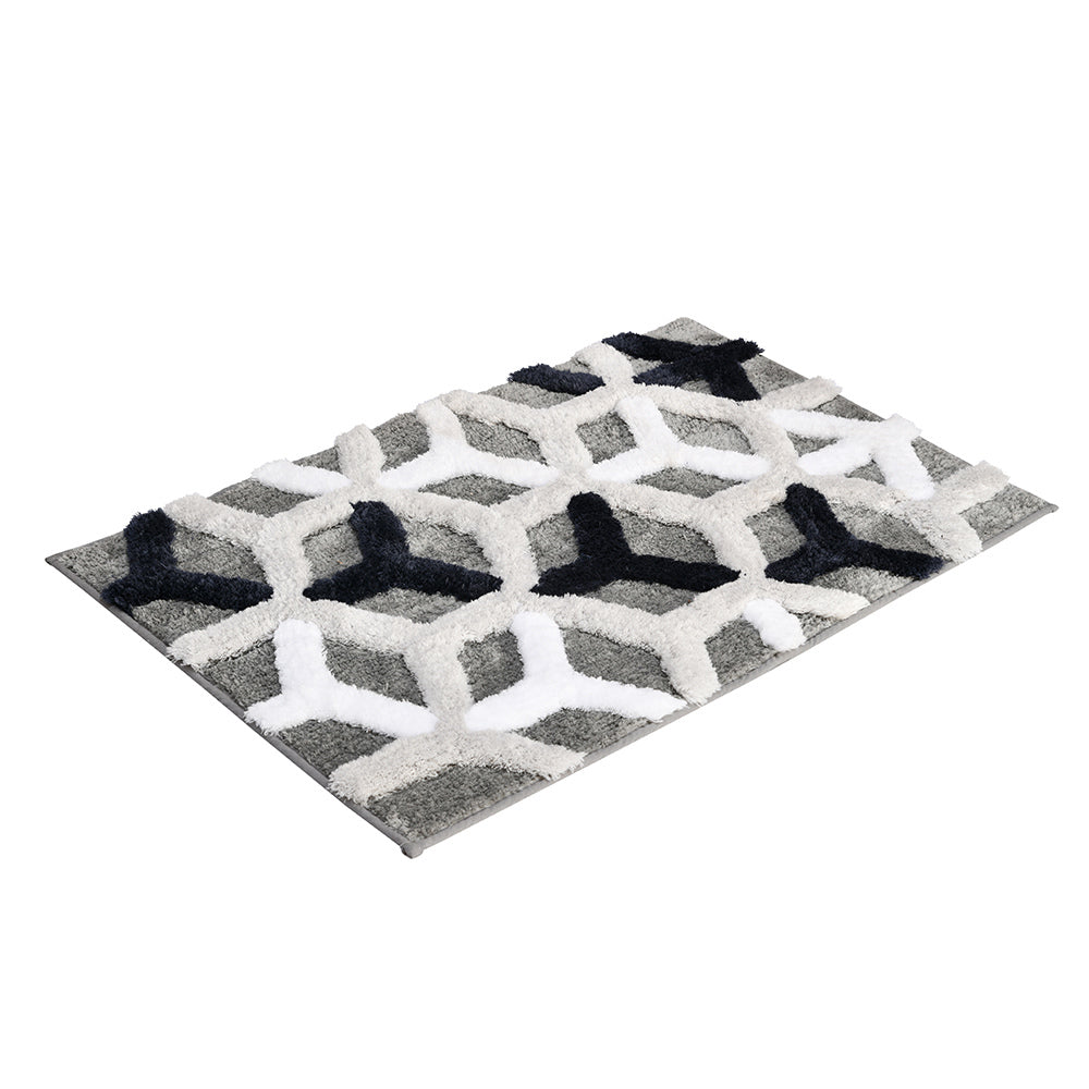 Ariana Abstract Polyester 20" x 30" Anti Skid Bath Mat (Grey)