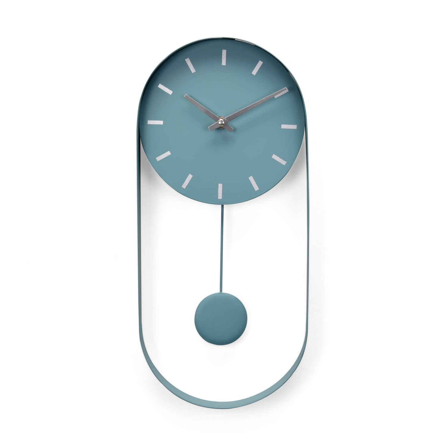 Oval Metal Pendulum Wall Clock (Aqua Blue)