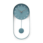 Oval Metal Pendulum Wall Clock (Aqua Blue)