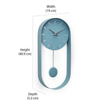 Oval Metal Pendulum Wall Clock (Aqua Blue)