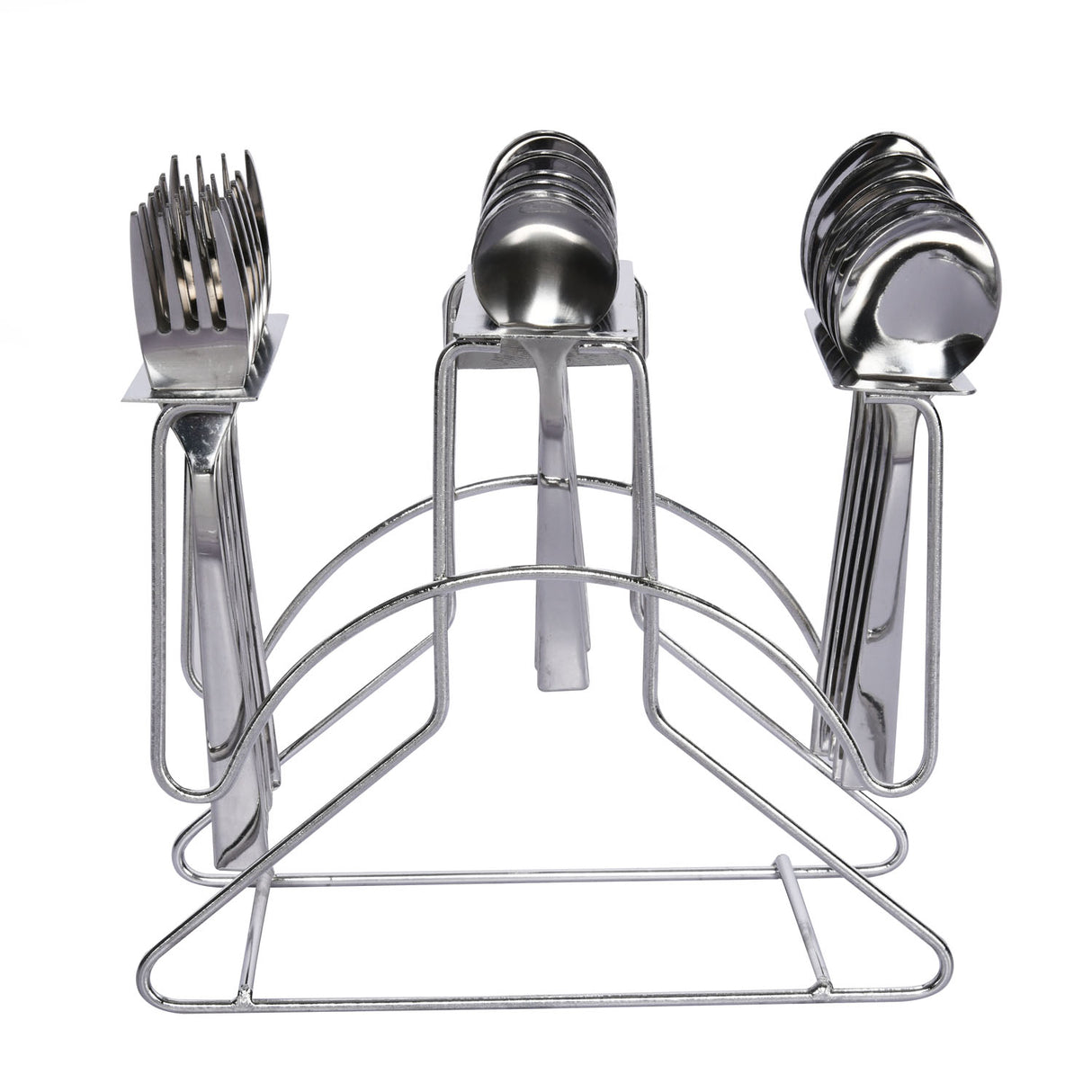 Arias by Lara Dutta Plain Stainless Steel Cutlery Set with Stand (18 Pcs)