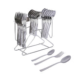 Arias by Lara Dutta Plain Stainless Steel Cutlery Set with Stand (18 Pcs)