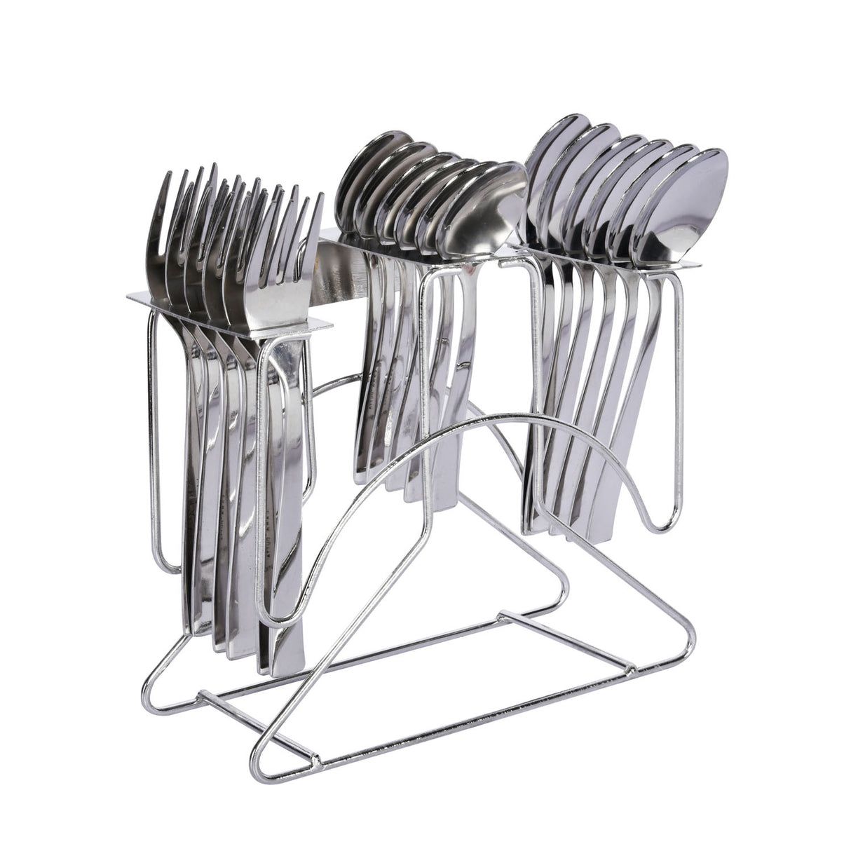 Arias by Lara Dutta Plain Stainless Steel Cutlery Set with Stand (18 Pcs)