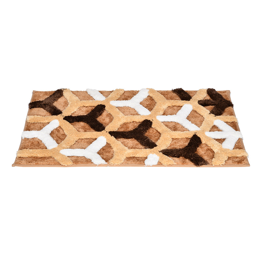 Ariana Abstract Polyester 20' x 30' Anti Skid Bath Mat (Brown)