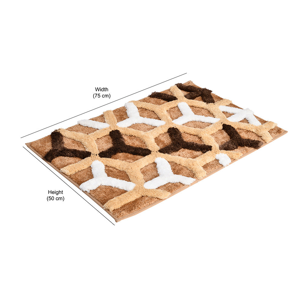 Ariana Abstract Polyester 20' x 30' Anti Skid Bath Mat (Brown)