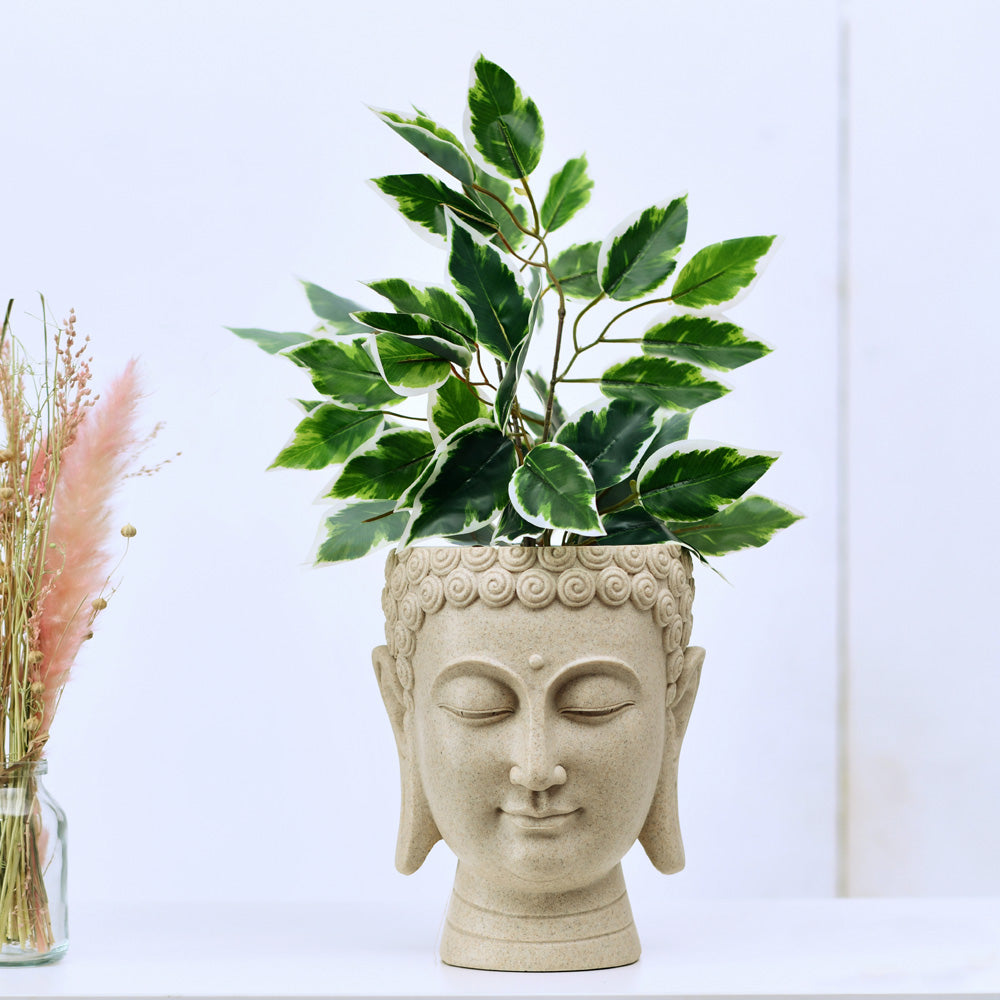 Buddha Face Polyresin Planter (Sand)