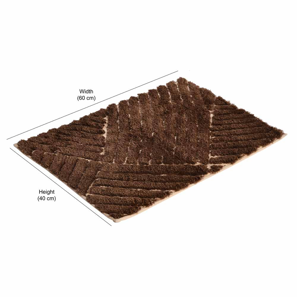 Abstract Polyester 16" x 24" Anti Skid Bath Mat (Dark Brown)