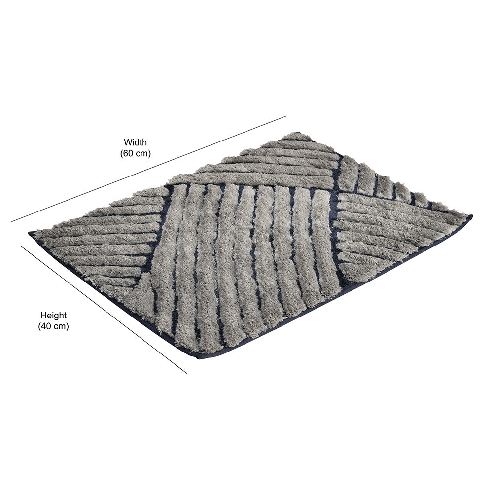 Abstract Polyester 16' x 24' Anti Skid Bath Mat (Grey)