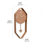 Hexagonal Metal Pendulum Wall Clock (Peach)