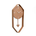 Hexagonal Metal Pendulum Wall Clock (Peach)