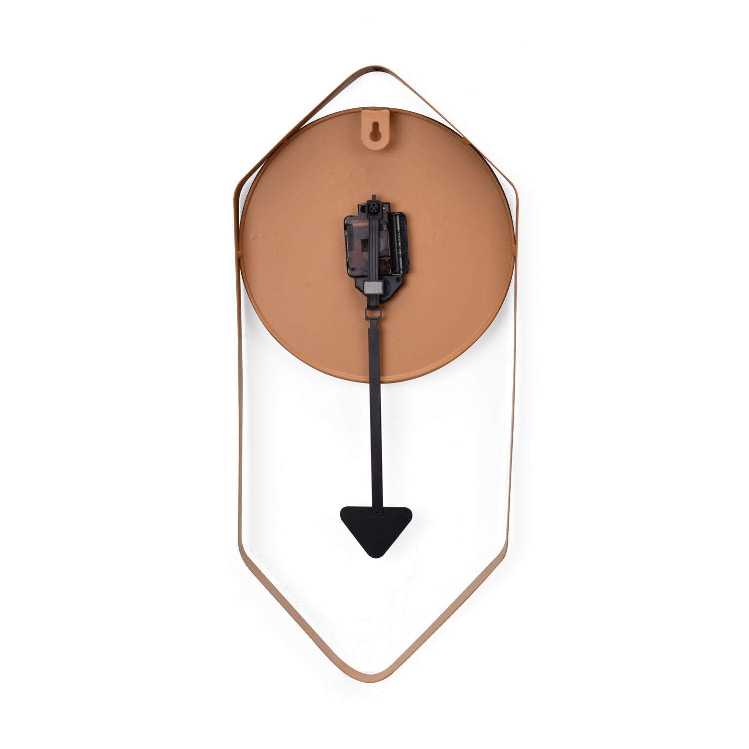 Hexagonal Metal Pendulum Wall Clock (Peach)