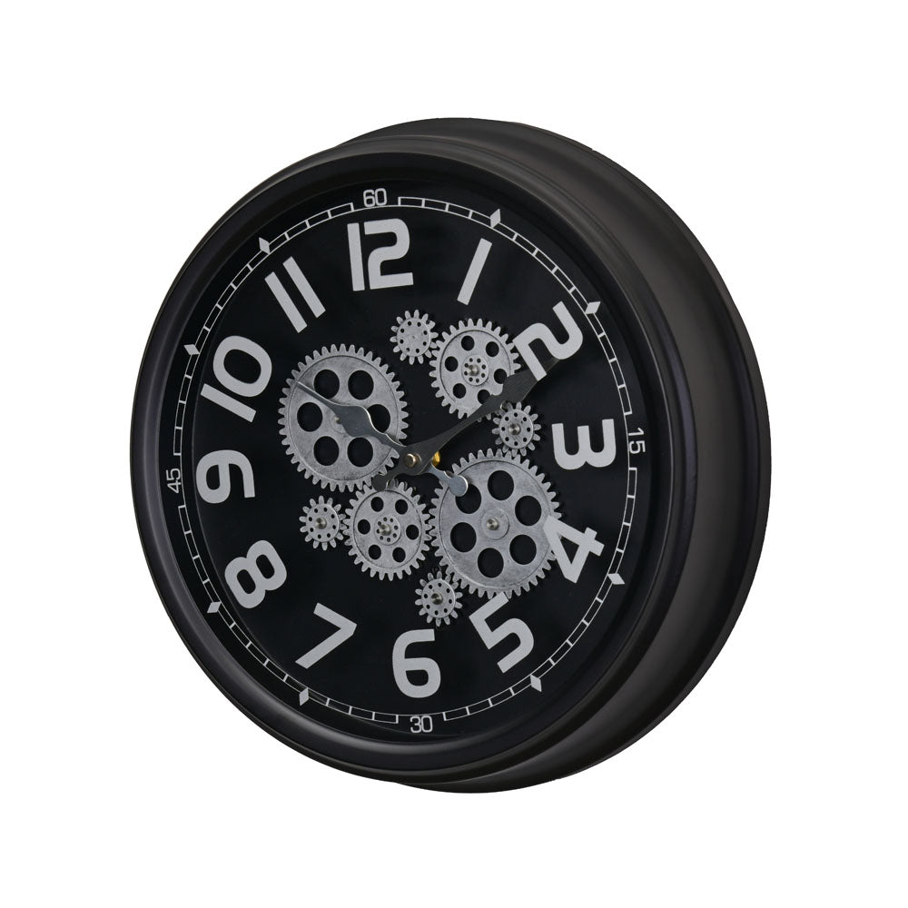 Numeric and Gear Design Analog Wall Clock (Black)