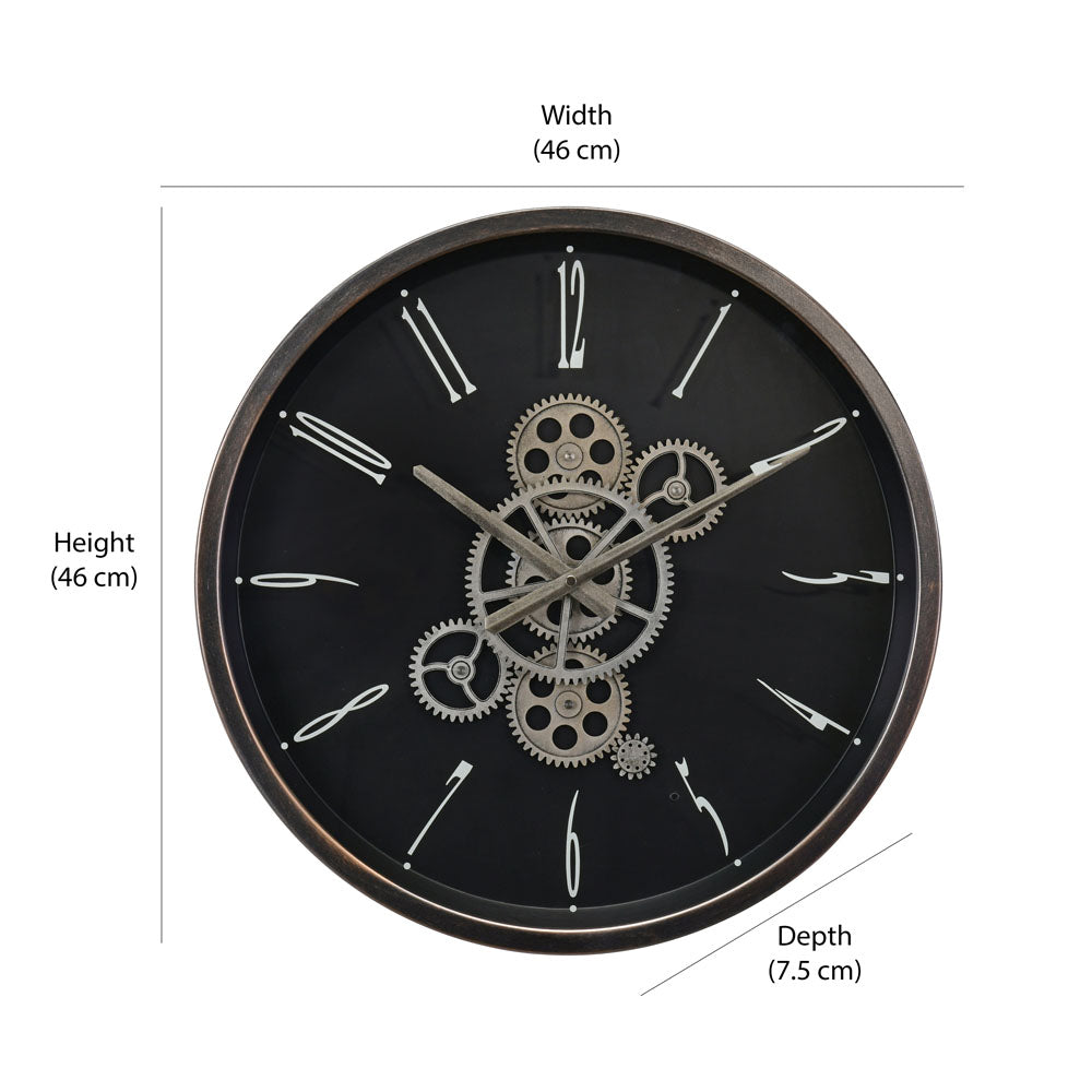 Sleek Gear Design Analog Wall Clock (Black)