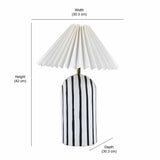 Retro Fabric Shade Paper Mache & Metal Base Table Lamp (White & Black)