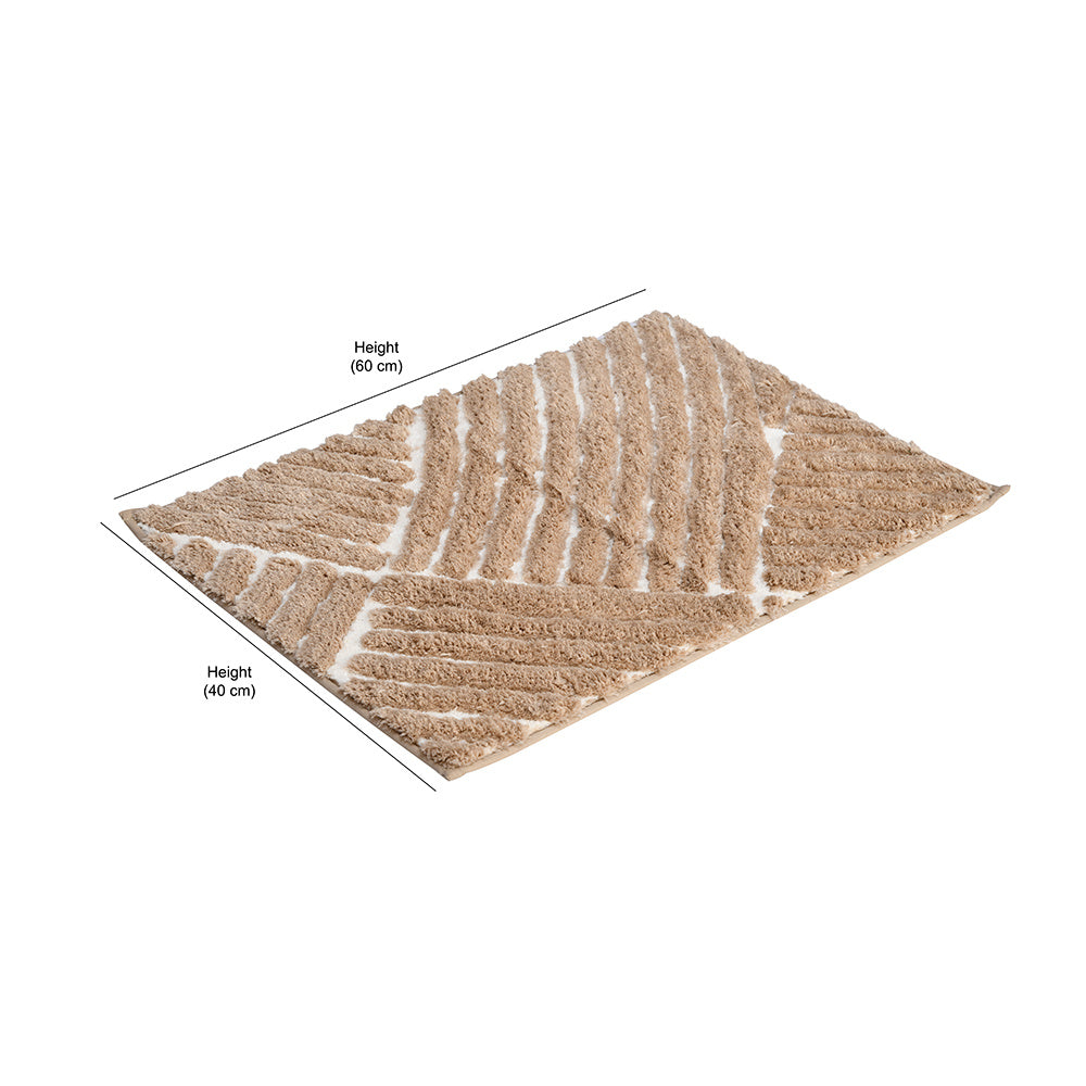 Abstract Polyester 16" x 24" Anti Skid Bath Mat (Brown)