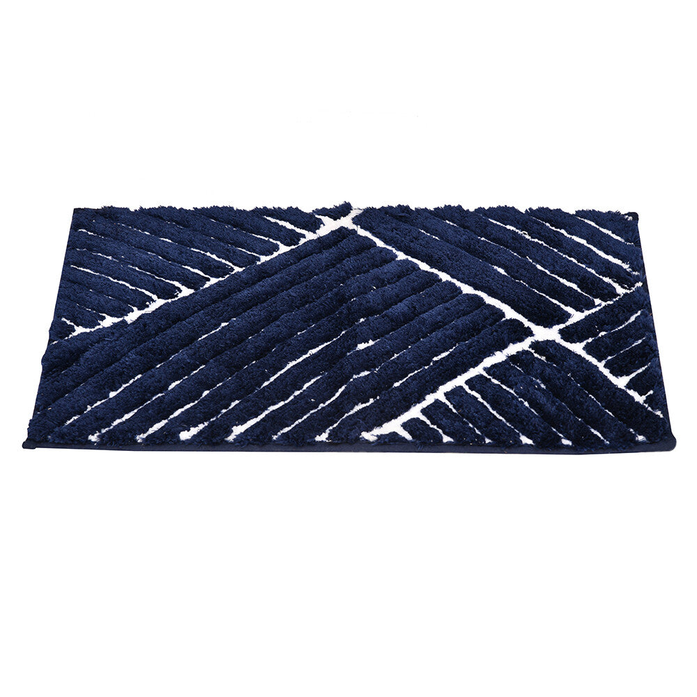 Abstract Polyester 16' x 24' Anti Skid Bath Mat (Dark Navy)