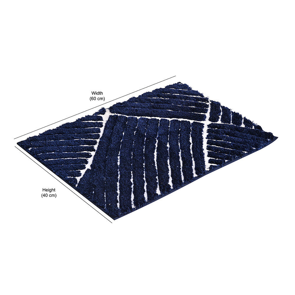 Abstract Polyester 16' x 24' Anti Skid Bath Mat (Dark Navy)