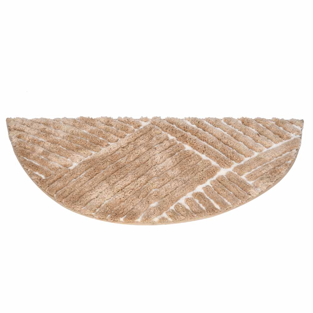 Abstract D Shaped Polyester 16' x 31' Anti Skid Bath Mat (Brown)