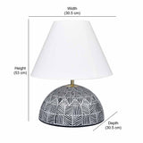 Calathus Dome Fabric Shade Metal Base Table Lamp (Black & White)