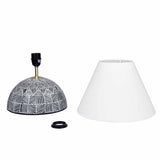 Calathus Dome Fabric Shade Metal Base Table Lamp (Black & White)