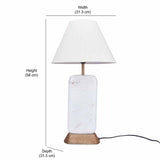 Decorative Fabric Shade Marble & Wooden Base Table Lamp 58 cm (Brown & White)