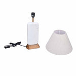 Decorative Fabric Shade Marble & Wooden Base Table Lamp 58 cm (Brown & White)