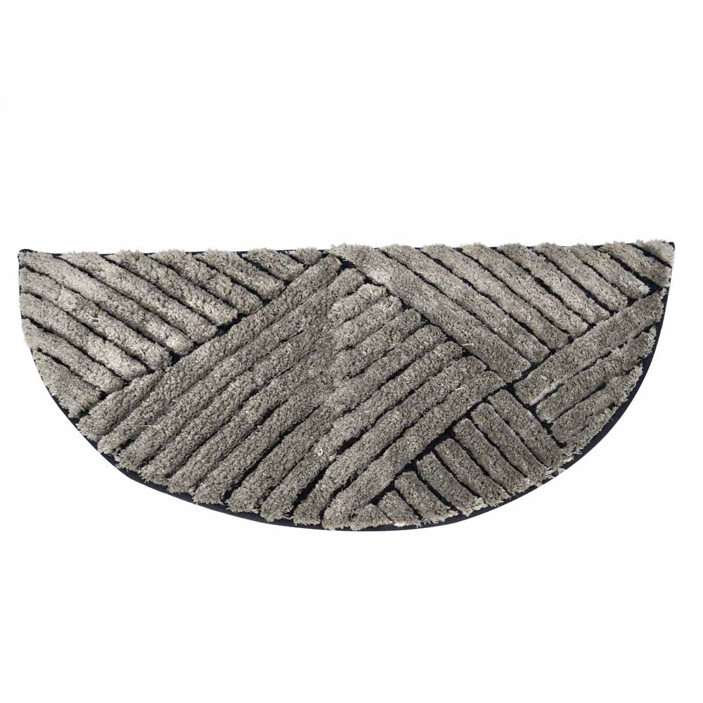 Abstract D Shaped Polyester 16' x 31' Anti Skid Bath Mat (Grey)