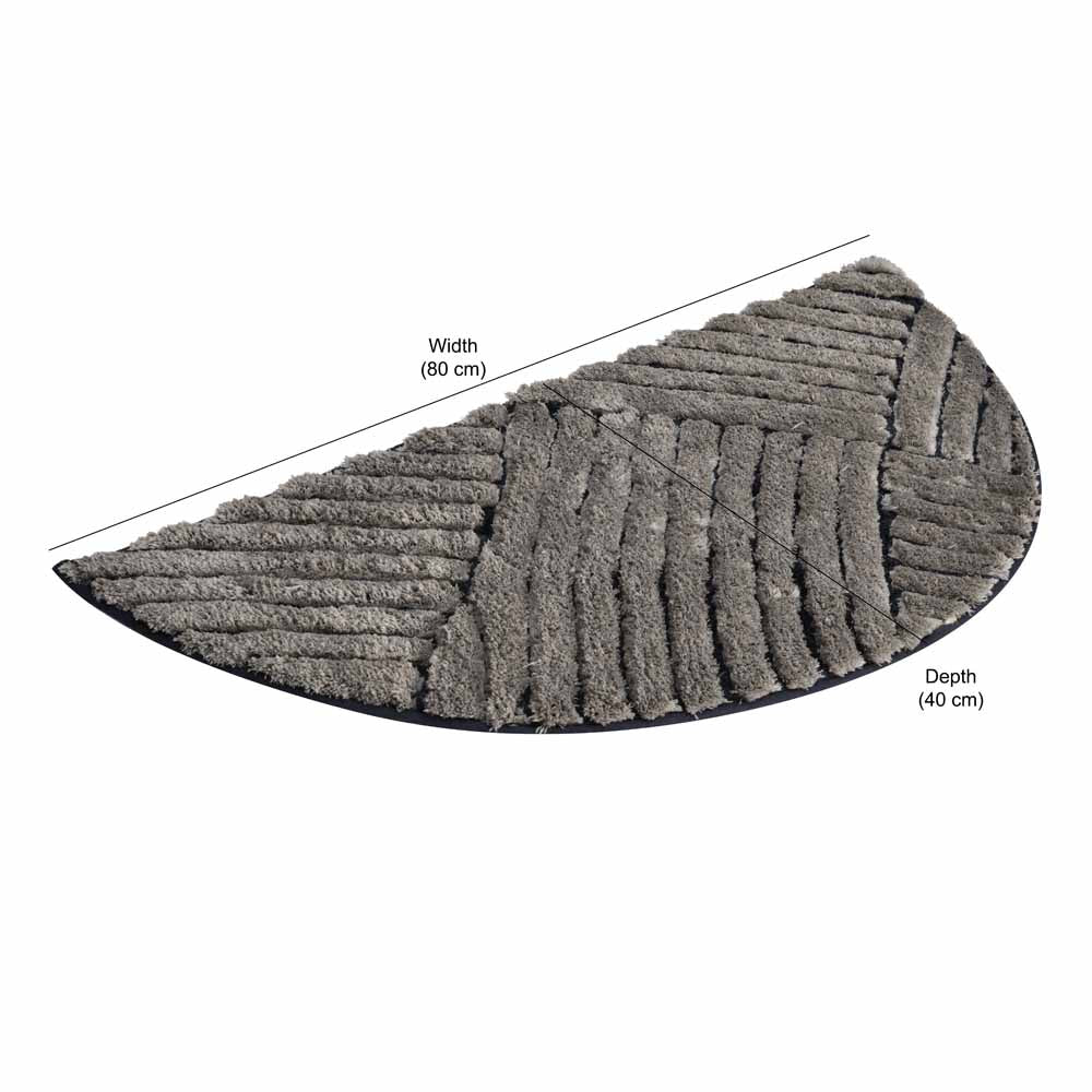 Abstract D Shaped Polyester 16' x 31' Anti Skid Bath Mat (Grey)