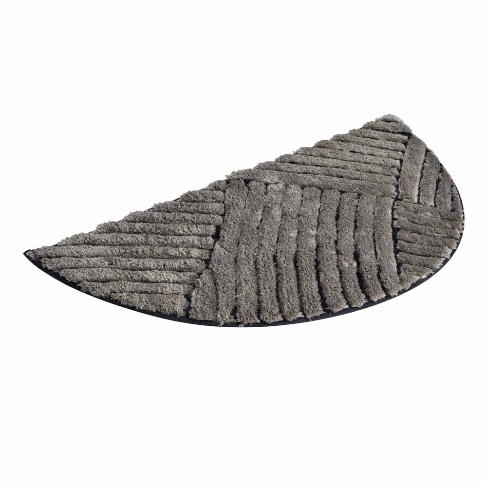 Abstract D Shaped Polyester 16' x 31' Anti Skid Bath Mat (Grey)