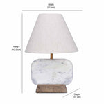 Decorative Fabric Shade Marble & Wooden Base Table Lamp 43.5 cm (Brown & White)