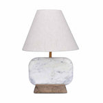 Decorative Fabric Shade Marble & Wooden Base Table Lamp 43.5 cm (Brown & White)