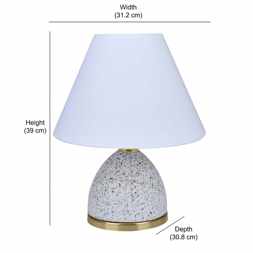 Fabric Shade Terrazzo & Metal Base Table Lamp (White & Gold)