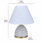 Fabric Shade Terrazzo & Metal Base Table Lamp (White & Gold)